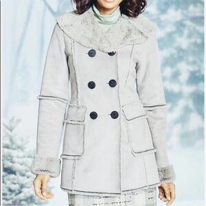 Lolë Faux Suede Cream Shearling Jacket XS